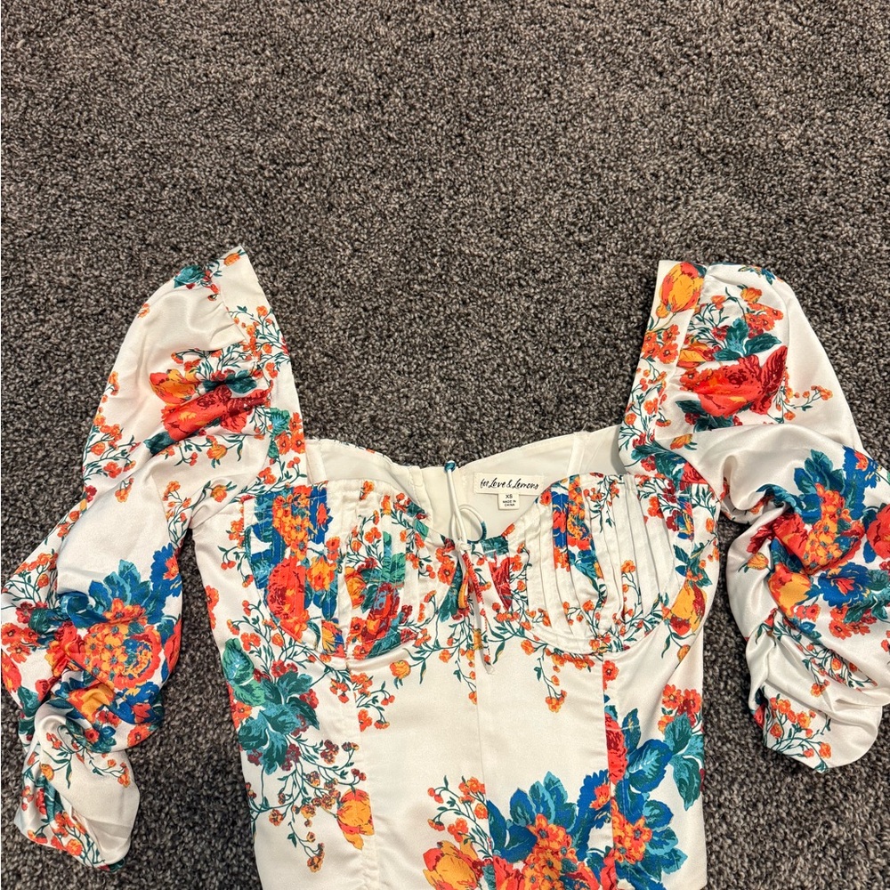 For Love And Lemons Blue and Orange Ruffled Blouse